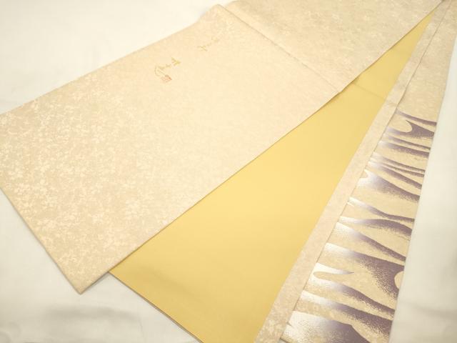 平和屋着物●日展作家　山本唯与志　レリーフ染　太鼓柄袋帯　流水文　銀通し地　正絹　逸品　CABK8504dy