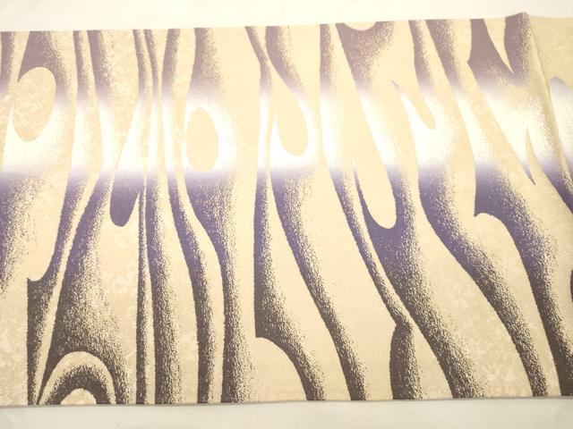 平和屋着物●日展作家　山本唯与志　レリーフ染　太鼓柄袋帯　流水文　銀通し地　正絹　逸品　CABK8504dy