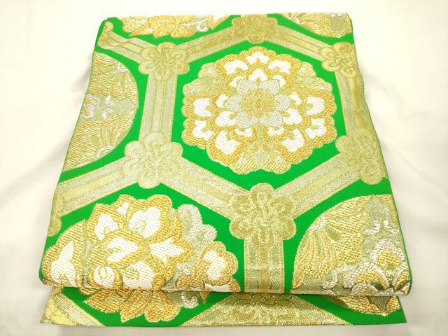 平和屋着物●西陣　川島織物　六通柄　京袋帯　亀甲花文　金銀糸　正絹　逸品　CABK8507dy