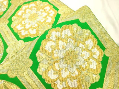平和屋着物●西陣　川島織物　六通柄　京袋帯　亀甲花文　金銀糸　正絹　逸品　CABK8507dy