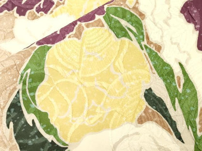 平和屋着物●博多織　鵬翔　全通柄袋帯　纐纈　ふくれ織　草花文　正絹　逸品　CABK8508dy