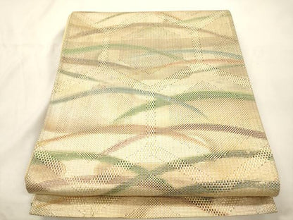 平和屋着物●六通柄袋帯　亀甲草木文　正絹　逸品　CABK8509dy
