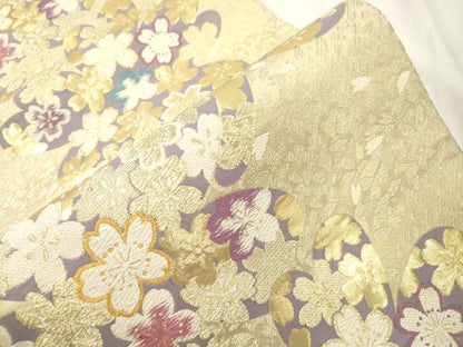 平和屋着物●六通柄袋帯　舞桜文　金銀糸　正絹　逸品　CABK8515dy