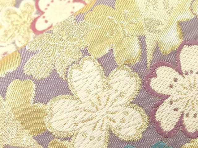 平和屋着物●六通柄袋帯　舞桜文　金銀糸　正絹　逸品　CABK8515dy