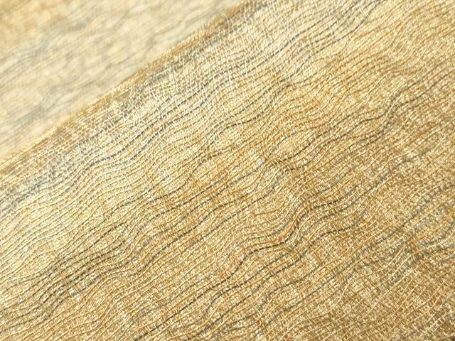 平和屋着物●紋屋井関　御寮織　全通柄袋帯　横段文　金糸　正絹　逸品　CABK8519dy