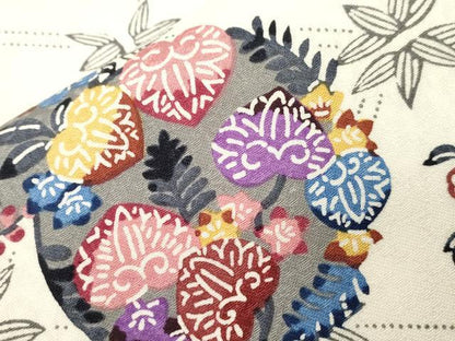 平和屋着物●全通柄　九寸開き名古屋帯　紅型　鶴　雪輪草花丸文　正絹　逸品　CABK8529dy