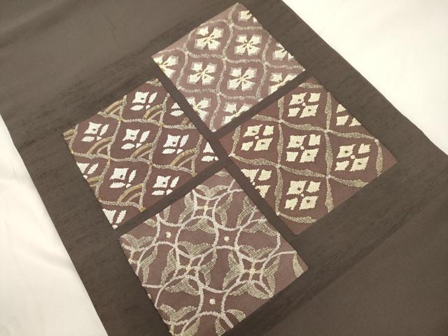 平和屋着物●九寸開き名古屋帯　幾何学文　金糸　正絹　逸品　CABK8532dy