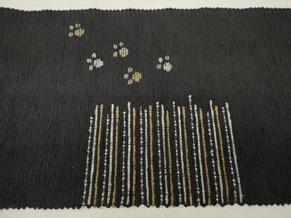 平和屋着物●八寸名古屋帯　猫　黒地　正絹　逸品　CABK8533dy