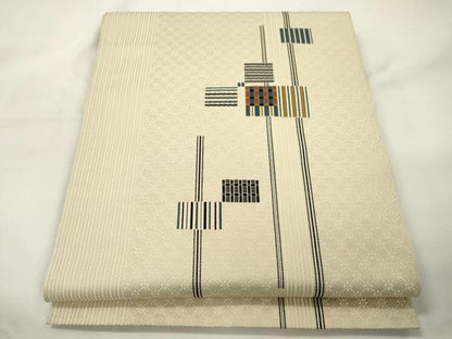 平和屋着物●八寸名古屋帯　幾何学文　正絹　逸品　CABK8535dy