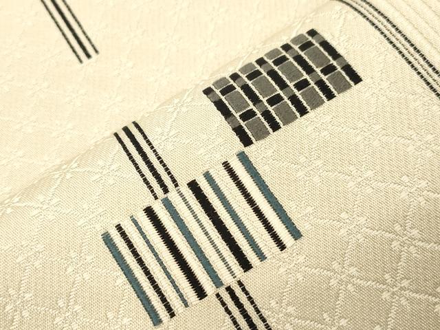 平和屋着物●八寸名古屋帯　幾何学文　正絹　逸品　CABK8535dy