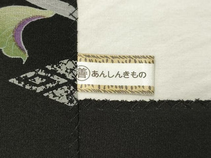 平和屋着物●九寸開き名古屋帯　更紗花文　黒地　正絹　逸品　CABK8537dy