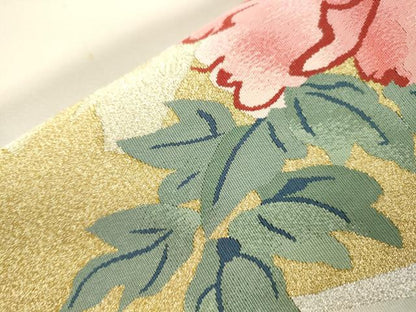 平和屋着物●爪掻き本綴れ　八寸名古屋帯　地紙草花文　金銀糸　正絹　逸品　CABK8543dy