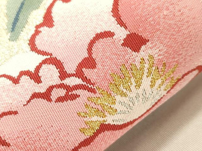 平和屋着物●爪掻き本綴れ　八寸名古屋帯　地紙草花文　金銀糸　正絹　逸品　CABK8543dy