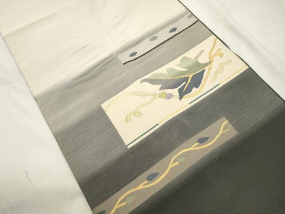 平和屋着物●爪掻き本綴れ　八寸名古屋帯　舞葉文　金糸　正絹　逸品　CABK8546dy