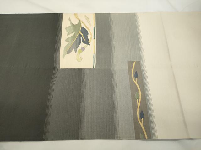 平和屋着物●爪掻き本綴れ　八寸名古屋帯　舞葉文　金糸　正絹　逸品　CABK8546dy