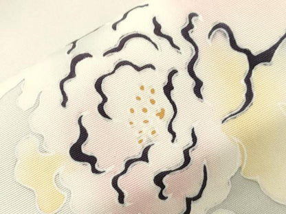 平和屋着物●塩瀬　九寸名古屋帯　草花文　金彩　正絹　逸品　CABK8548dy
