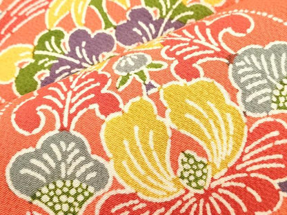 平和屋着物●全通柄九寸名古屋帯　型染め　花鳥文　鬼しぼ縮緬　正絹　逸品　CABK8550dy