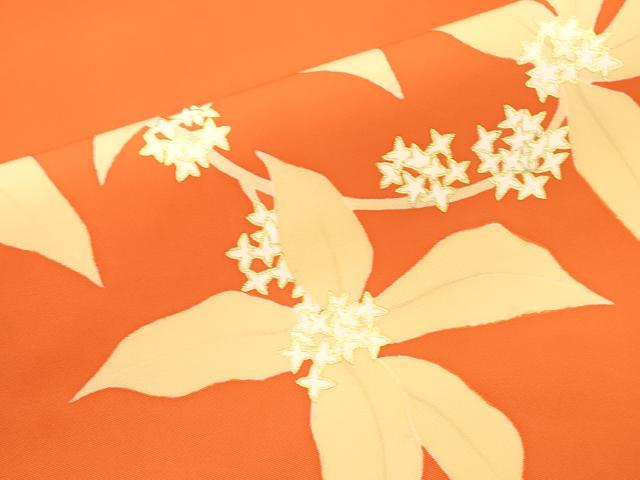 平和屋着物●塩瀬　九寸名古屋帯　草花文　金彩　正絹　逸品　CABK8552dy