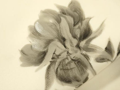 平和屋着物●塩瀬　九寸名古屋帯　作家物　手描き　草花文　正絹　逸品　CABK8554dy