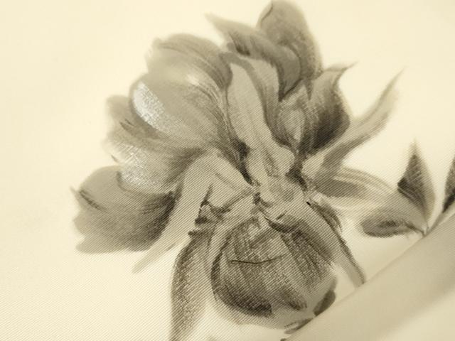 平和屋着物●塩瀬　九寸名古屋帯　作家物　手描き　草花文　正絹　逸品　CABK8554dy