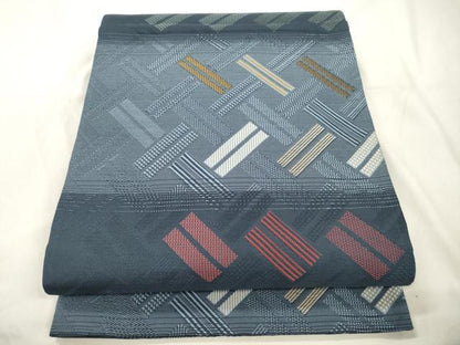 平和屋着物●六通柄袋帯　幾何学文　正絹　逸品　CABK8558dy