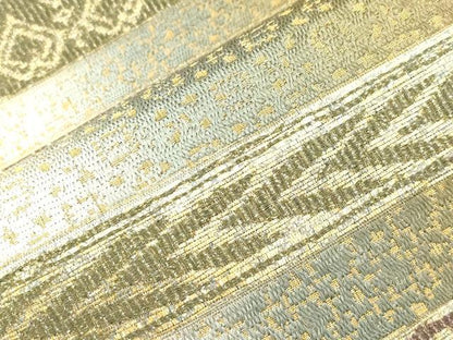 平和屋着物●両面　六通柄袋帯　横段文　金糸　正絹　逸品　CABK8560dy