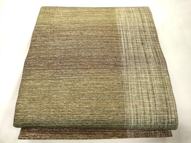 平和屋着物●両面　六通柄袋帯　横段文　金糸　正絹　逸品　CABK8560dy