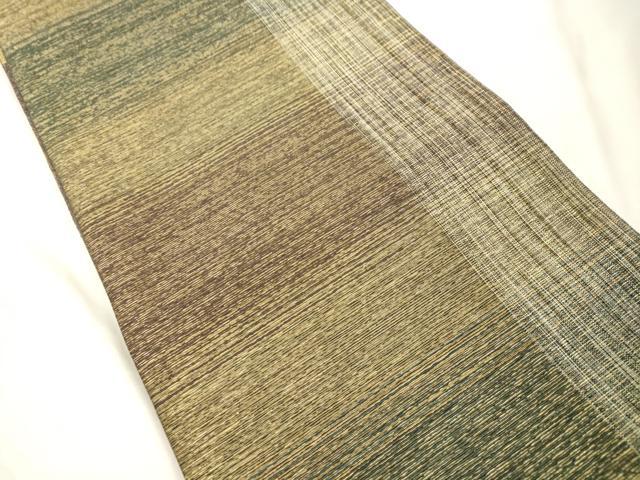 平和屋着物●両面　六通柄袋帯　横段文　金糸　正絹　逸品　CABK8560dy