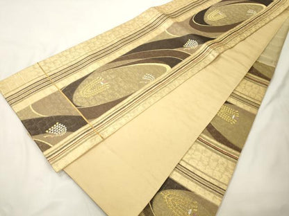 平和屋着物●六通柄袋帯　縞花伝　金銀糸　正絹　逸品　CABK8561dy