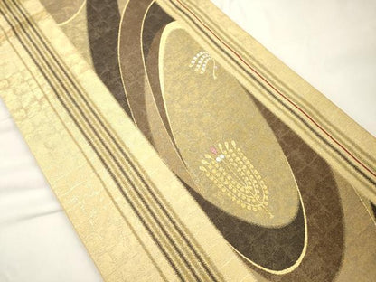 平和屋着物●六通柄袋帯　縞花伝　金銀糸　正絹　逸品　CABK8561dy