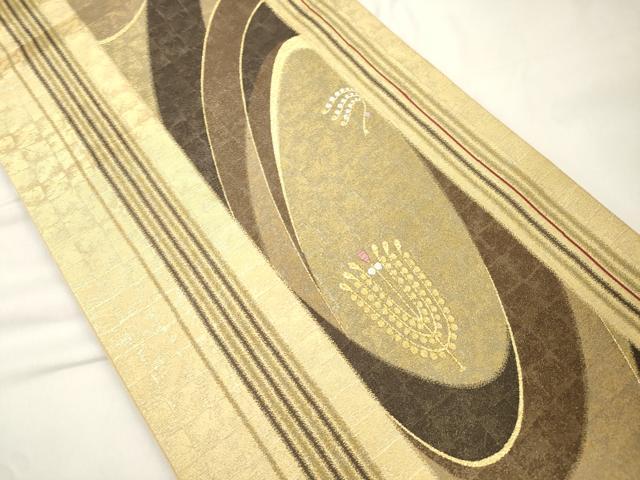 平和屋着物●六通柄袋帯　縞花伝　金銀糸　正絹　逸品　CABK8561dy