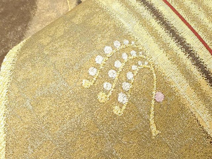 平和屋着物●六通柄袋帯　縞花伝　金銀糸　正絹　逸品　CABK8561dy