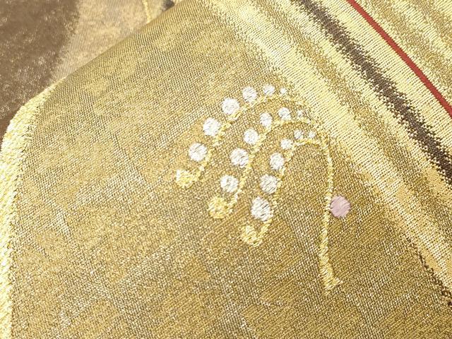 平和屋着物●六通柄袋帯　縞花伝　金銀糸　正絹　逸品　CABK8561dy