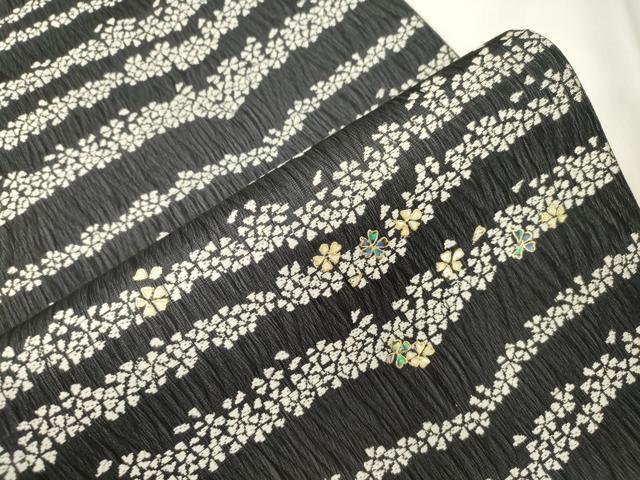平和屋着物●袋帯　螺鈿　経よろけ織　横段小桜文　金彩　正絹　逸品　CABK8562dy