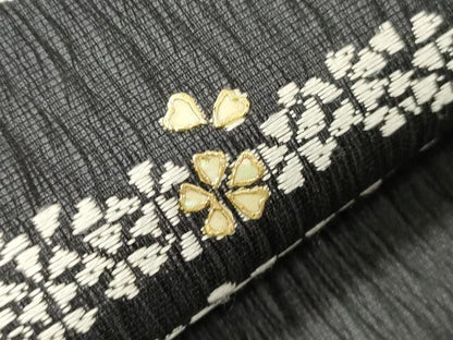 平和屋着物●袋帯　螺鈿　経よろけ織　横段小桜文　金彩　正絹　逸品　CABK8562dy