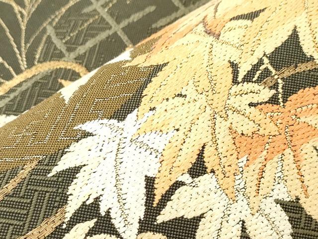 平和屋着物●現代アンティーク　貝島はるみ　綺麗伝説　六通柄袋帯　瓢箪草木文　金糸　正絹　逸品　CABK8567dy