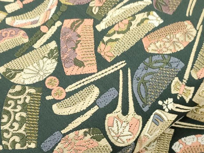 平和屋着物●六通柄袋帯　唐織　櫛　金糸　正絹　逸品　CABK8575dy