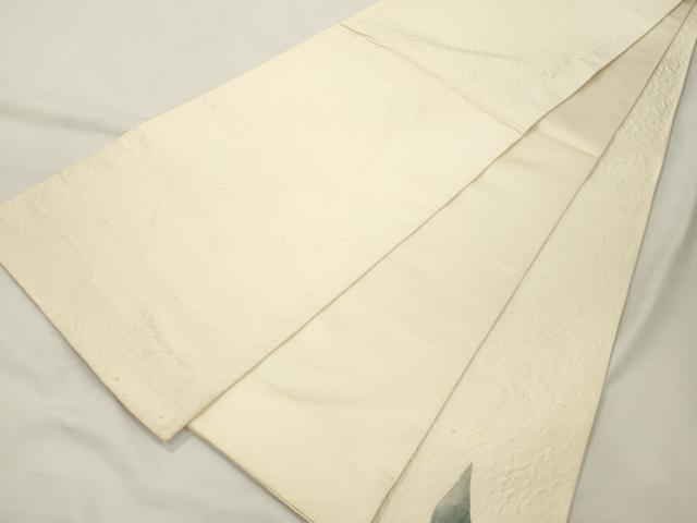 平和屋着物●太鼓柄袋帯　ふくれ織　草花文　金彩　正絹　逸品　CABK8576dy