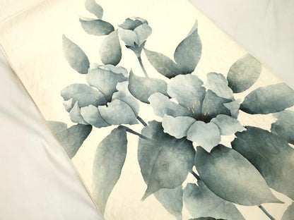 平和屋着物●太鼓柄袋帯　ふくれ織　草花文　金彩　正絹　逸品　CABK8576dy