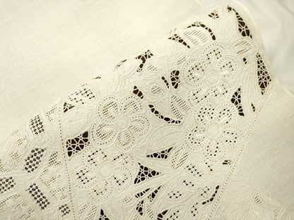 平和屋着物●中国三大刺繍　スワトウ刺繍　相良刺繍　総刺繍　太鼓柄袋帯　紬地　切嵌草花文　正絹　逸品　CABK8577dy