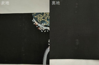 平和屋着物●爪掻き本綴れ　六通柄袋帯　立波舞花文　黒地　正絹　逸品　CABK8578dy