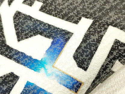 平和屋着物●両面　太鼓柄袋帯　幾何学文　銀通し地　正絹　逸品　CABK8579dy