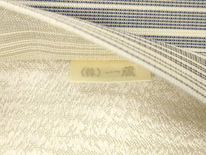 平和屋着物●両面　太鼓柄袋帯　幾何学文　銀通し地　正絹　逸品　CABK8579dy