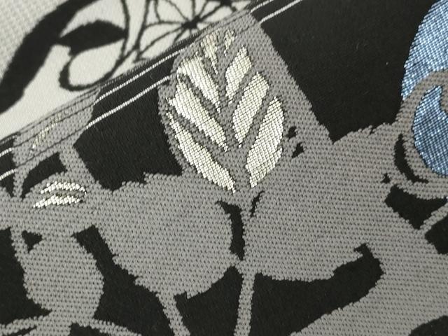 平和屋着物●太鼓柄袋帯　シルエット　草花文　金銀糸　正絹　逸品　CABK8580dy