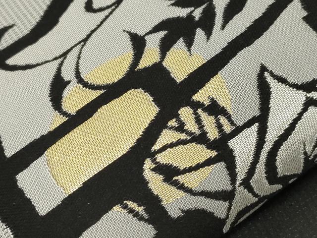 平和屋着物●太鼓柄袋帯　シルエット　草花文　金銀糸　正絹　逸品　CABK8580dy