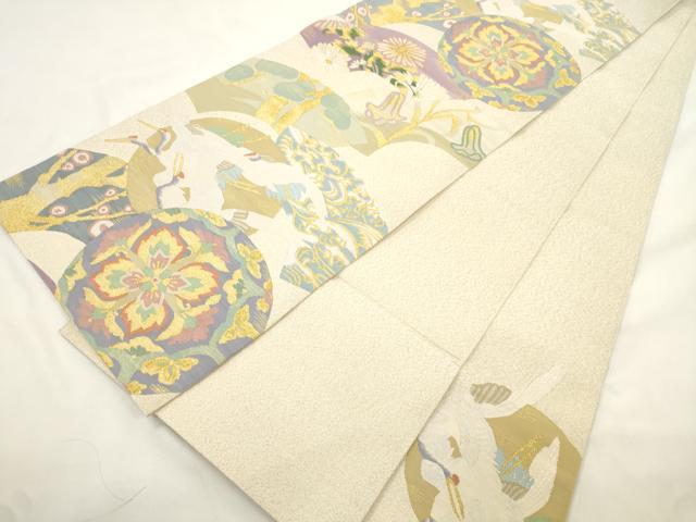 平和屋着物●爪掻き本綴れ　六通柄袋帯　地紙草花丸文　金銀糸　正絹　逸品　CABK8583dy