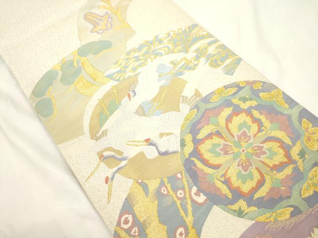 平和屋着物●爪掻き本綴れ　六通柄袋帯　地紙草花丸文　金銀糸　正絹　逸品　CABK8583dy