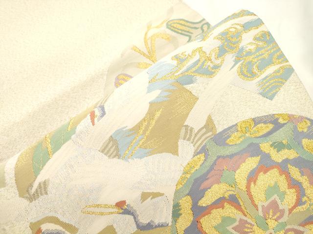 平和屋着物●爪掻き本綴れ　六通柄袋帯　地紙草花丸文　金銀糸　正絹　逸品　CABK8583dy
