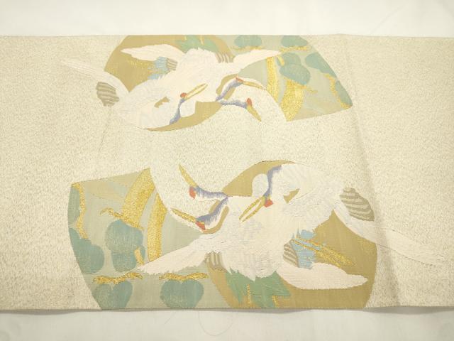 平和屋着物●爪掻き本綴れ　六通柄袋帯　地紙草花丸文　金銀糸　正絹　逸品　CABK8583dy