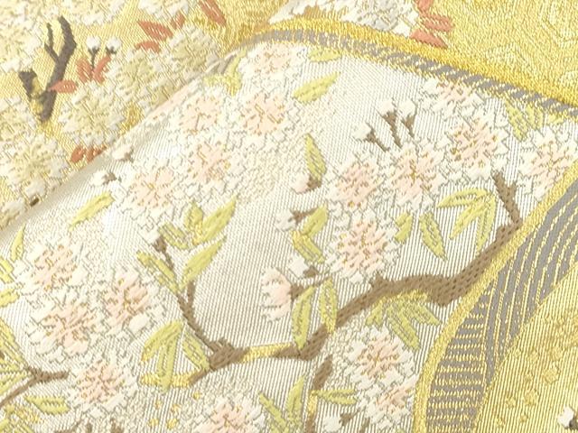 平和屋着物●織匠十一代目 篠屋宗兵衛 謹製　綴れ唐織　六通柄袋帯　冊子草花文　金銀糸　正絹　逸品　CABK8584dy